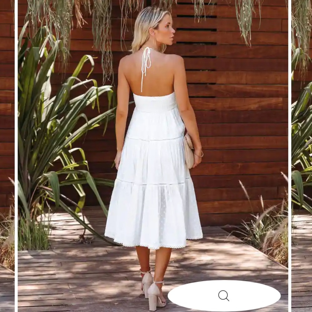 Vici Frederica Cotton Tiered Midi Dress - White - Small - NWT - Picture 8 of 8